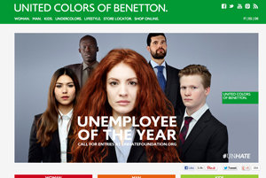 Home de Benetton donde se puede ver la nueva campaña publicitaria