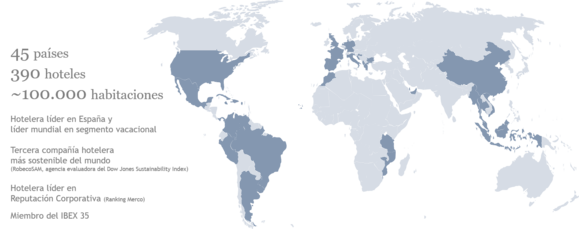 Posicionamiento de la marca Meliá en el mundo.