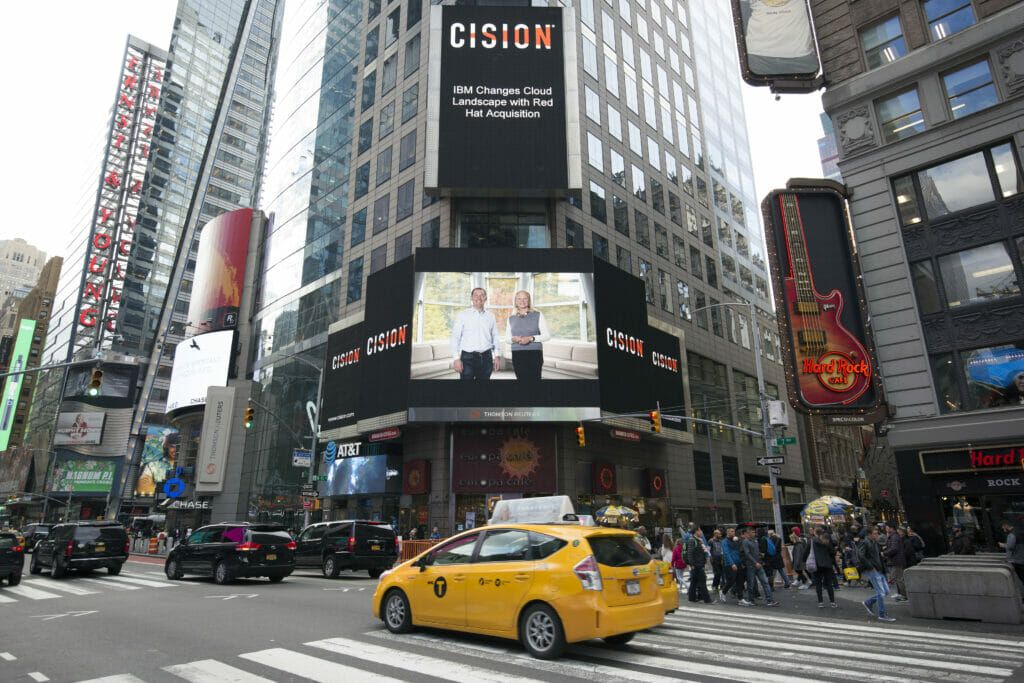 La noticia de la compra de IBM a red Hat en Nueva York.