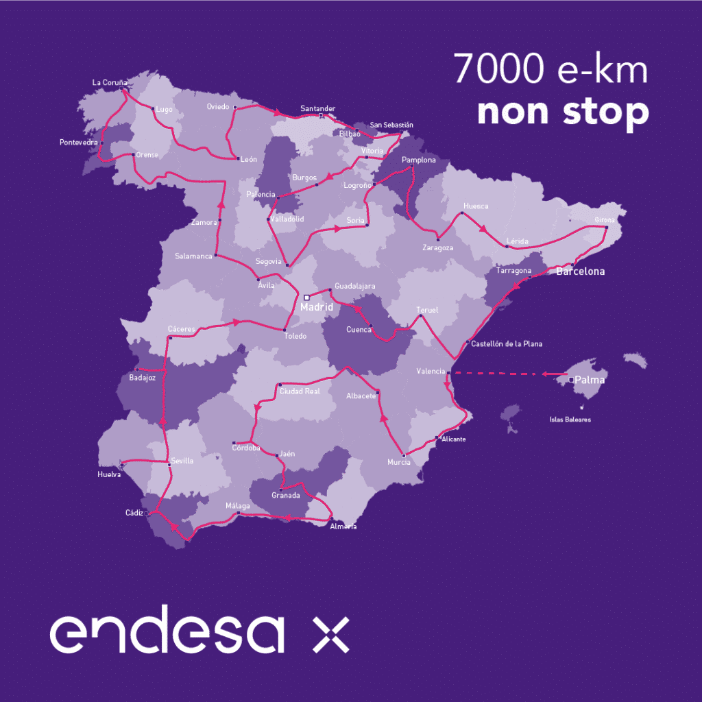 Endesa X recorrerá España en vehículo eléctrico en una semana.