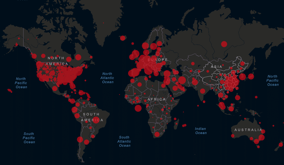 mapa coronavirus Johns Hopkins University