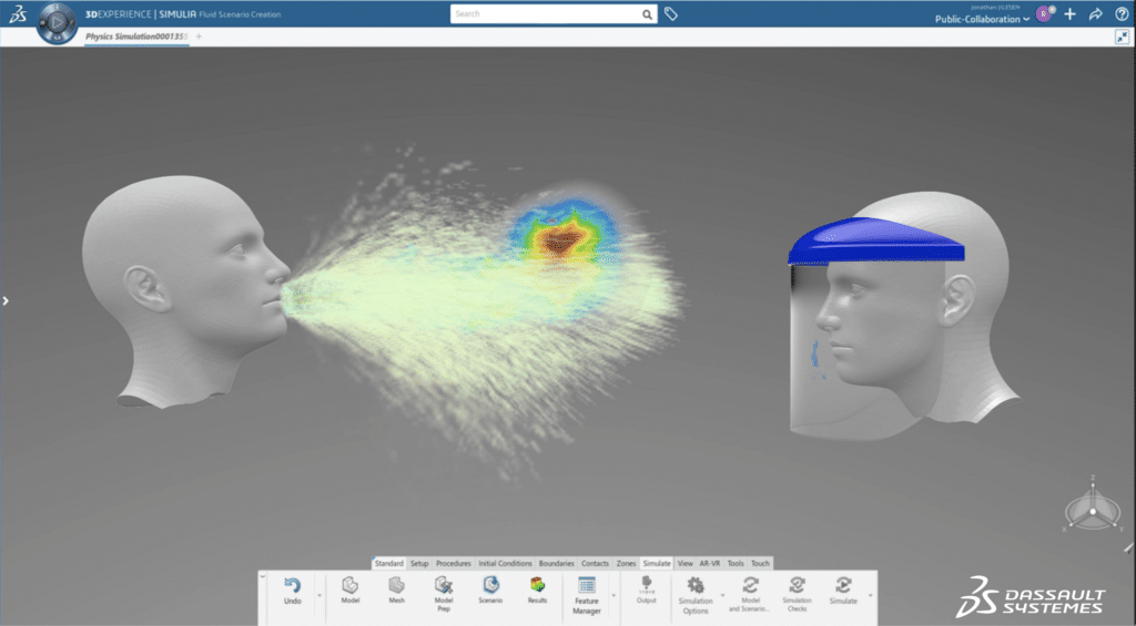 3DEXPERIENCE Lab OPEN COVID-19 simula estornudos digitalmente