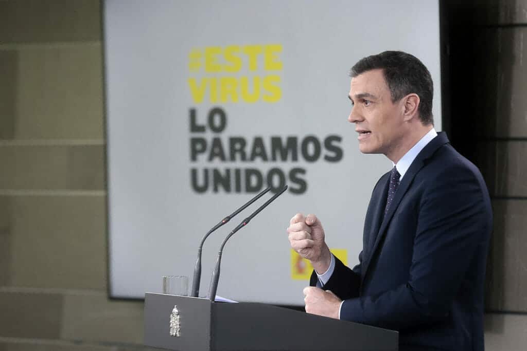 Pedro Sánchez anunciando medidas para afrontar la crisis del coronavirus.