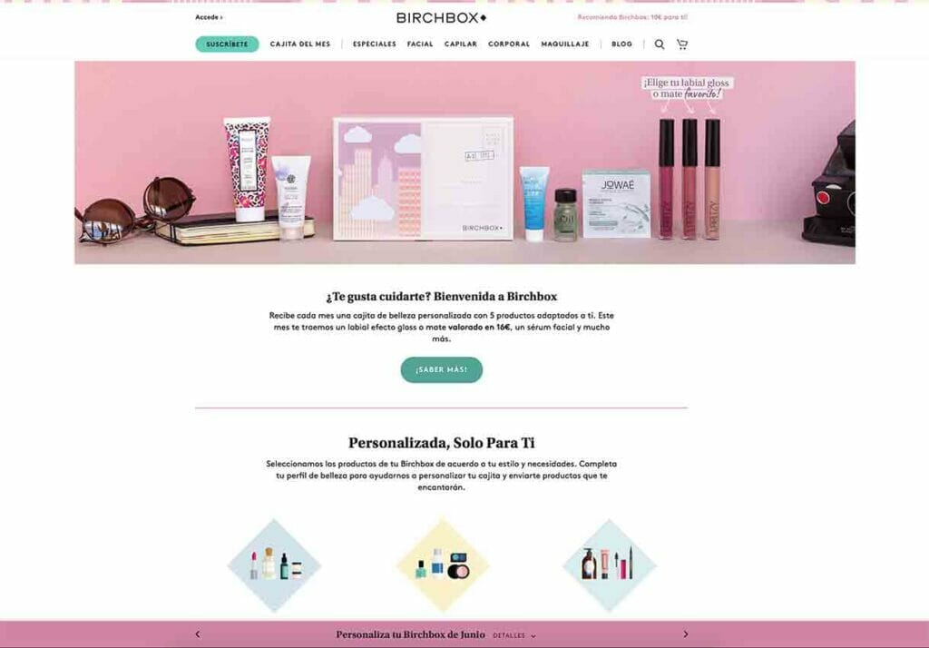 web de Birchbox.