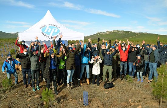 primera-accion-de-reforestacion-de-bosques-de-HP-en-España