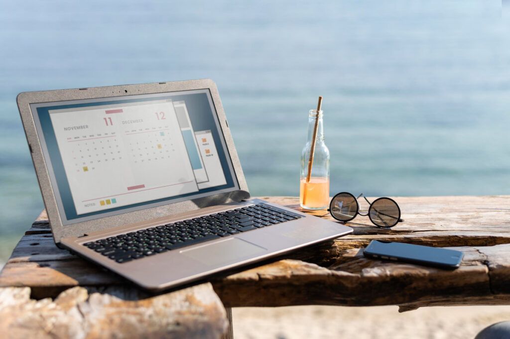 Teletrabajo en la playa