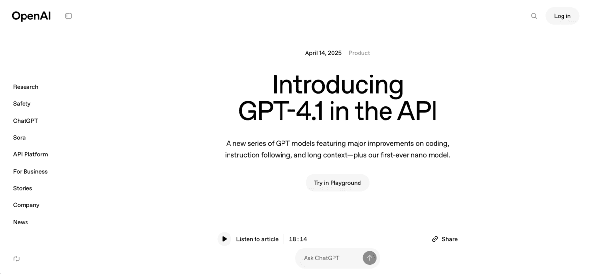 GPT-4.1: todo lo que debes saber del nuevo modelo de OpenAI