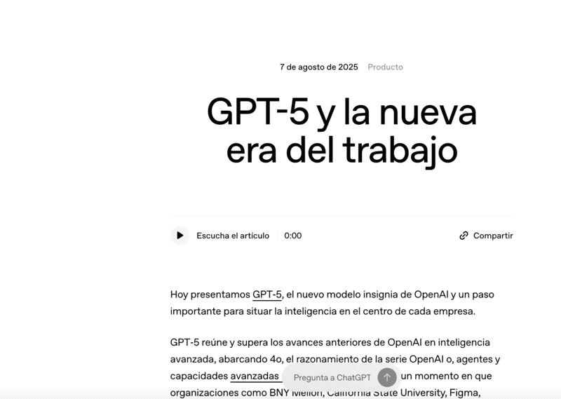 Chat GPT-5 lanzamiento empresa