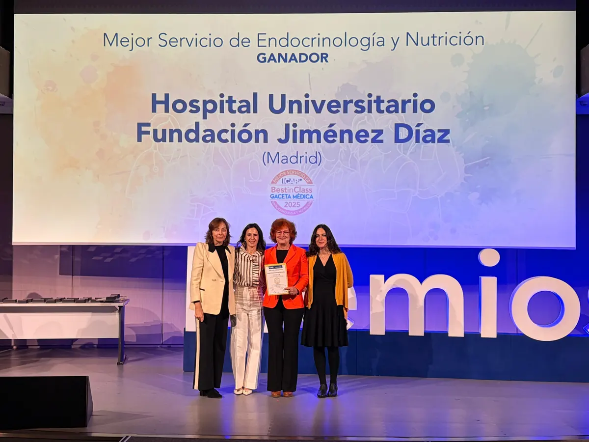 Premio BiC 2025 a la Fundación Jiménez Díaz como Mejor Hospital en “Endocrinología y Nutrición”